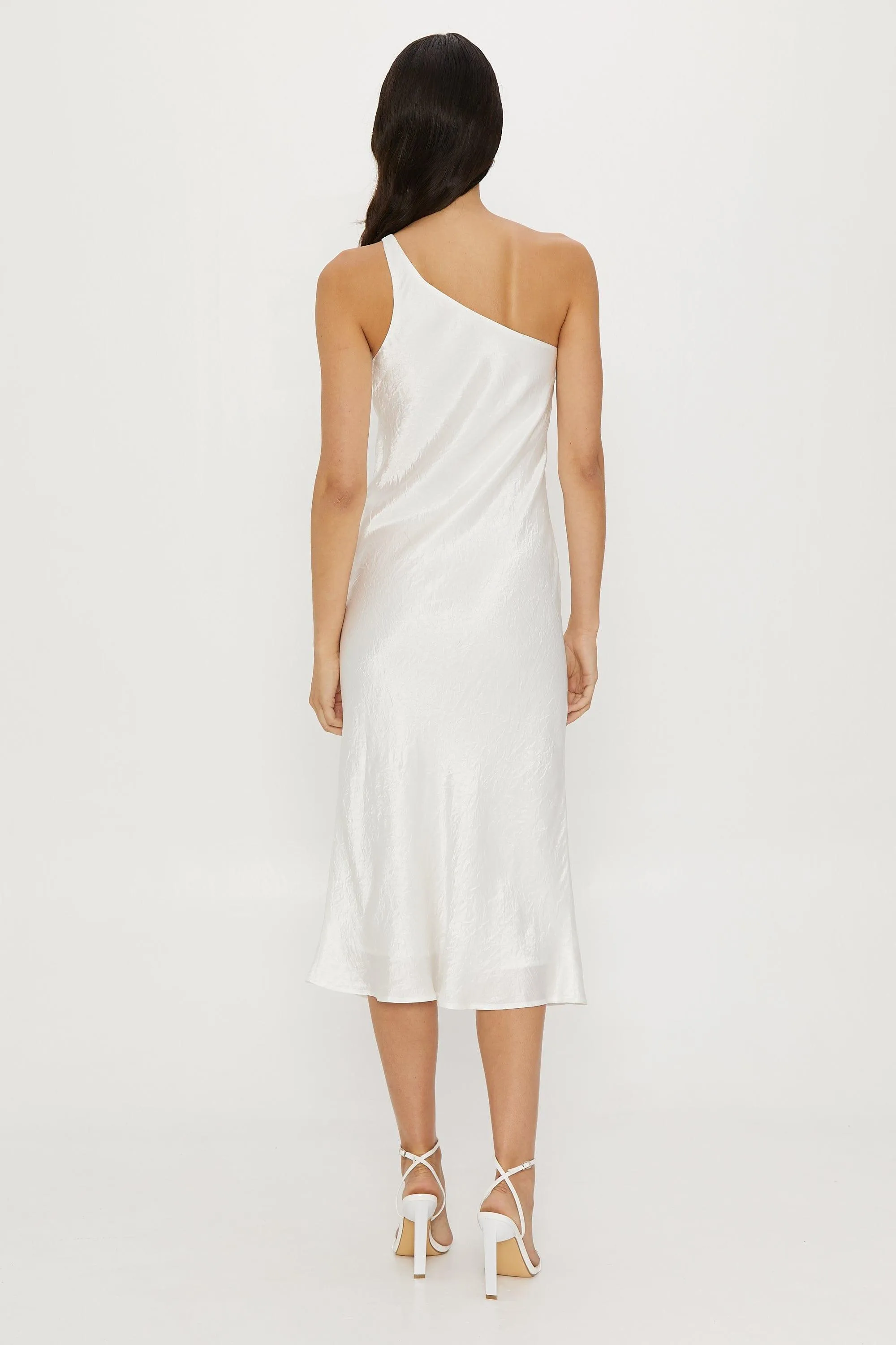 RUNNING WATER BIAS ONE SHOULDER SLIP | WHITE