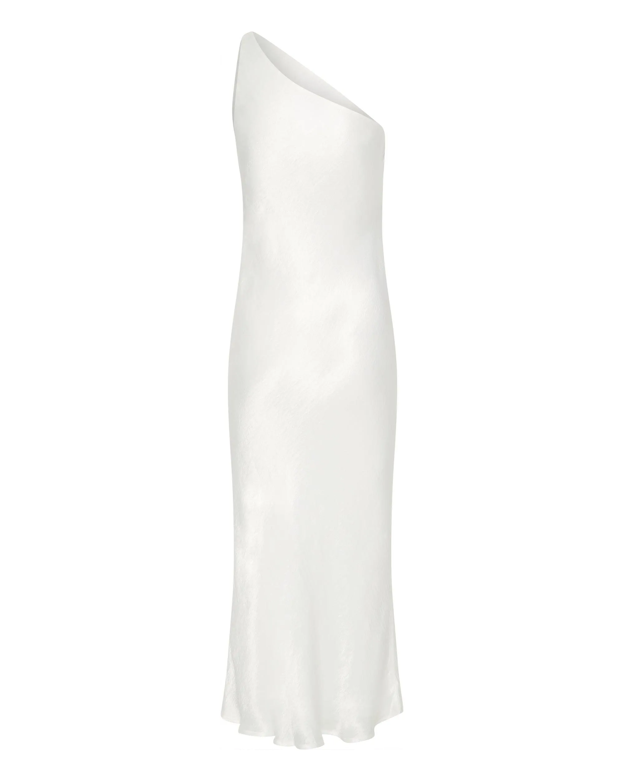 RUNNING WATER BIAS ONE SHOULDER SLIP | WHITE
