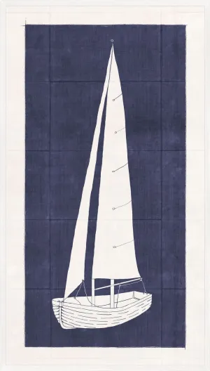Sailboat - White boat on blue background