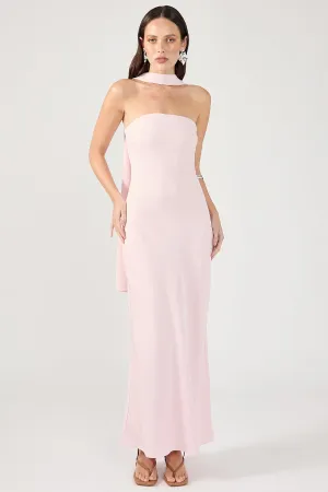 Scarf Detail Strapless Dress