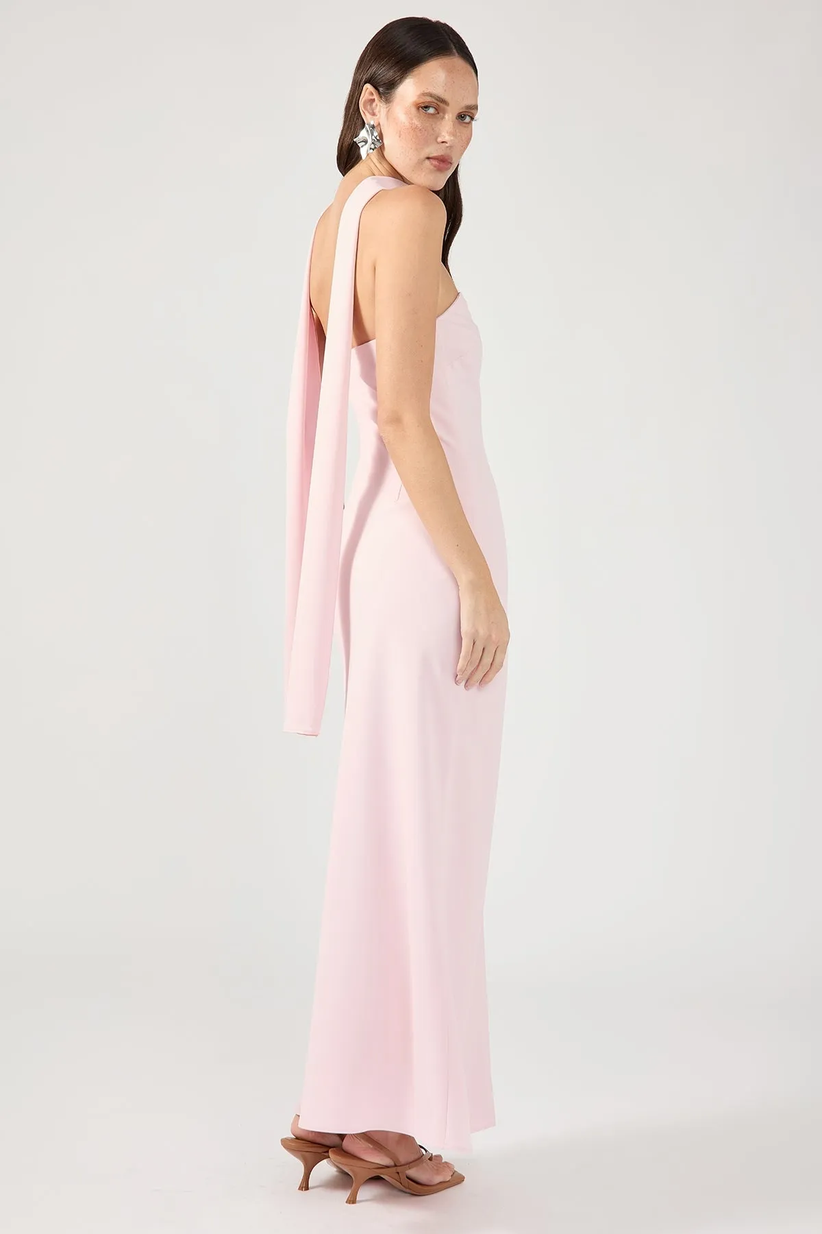 Scarf Detail Strapless Dress