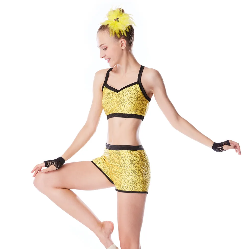 Sequins Crop Top & Shorts Set Suit