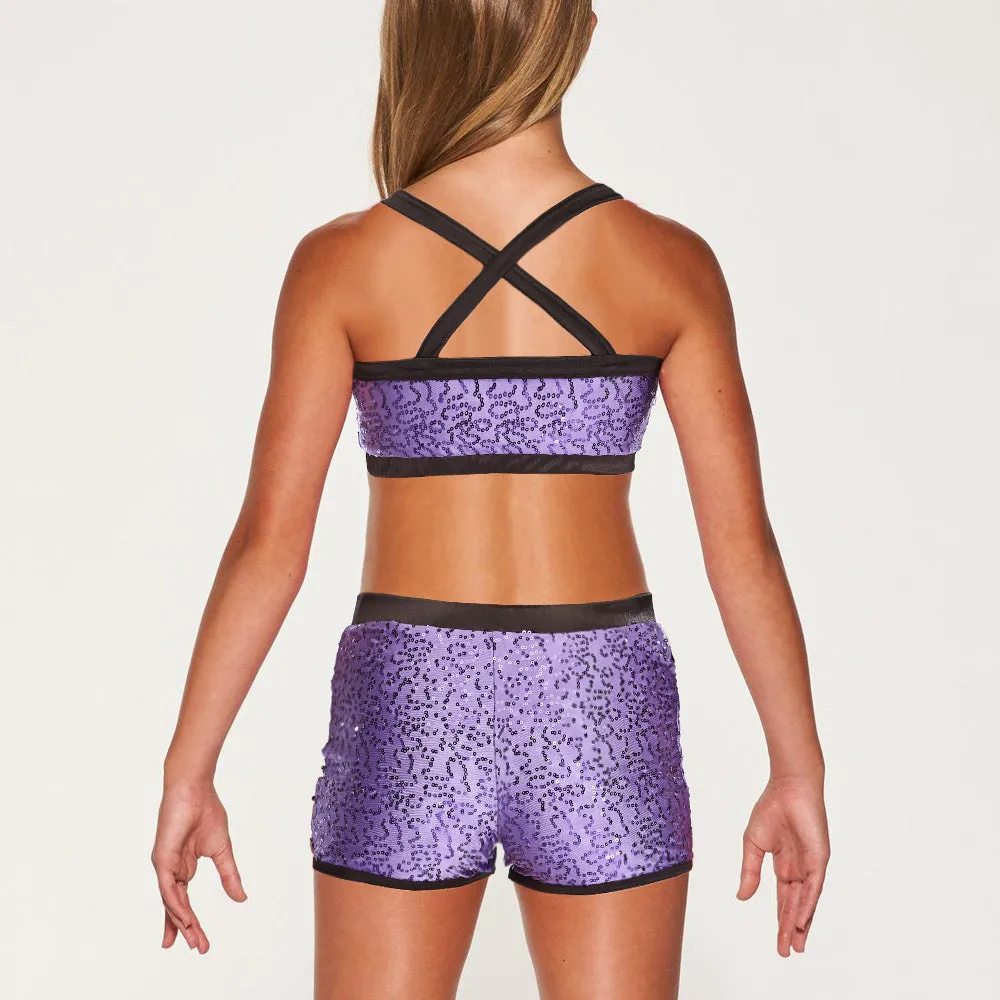 Sequins Crop Top & Shorts Set Suit