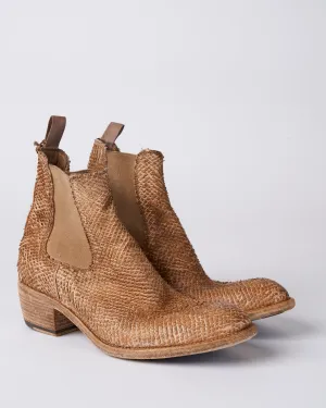 short boot chelsea laser cut - cigar