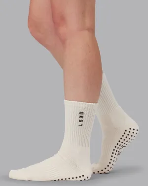 Signal Crew Pilates Grip Sock - Off White-Chocolate Martini