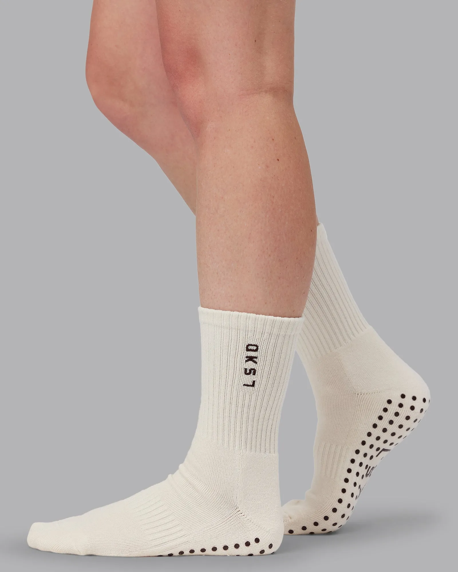Signal Crew Pilates Grip Sock - Off White-Chocolate Martini
