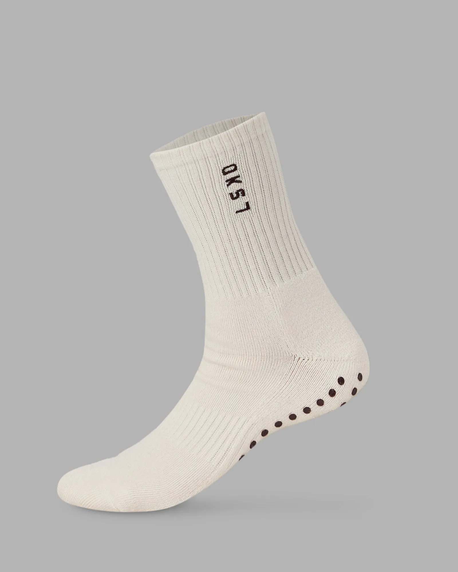 Signal Crew Pilates Grip Sock - Off White-Chocolate Martini