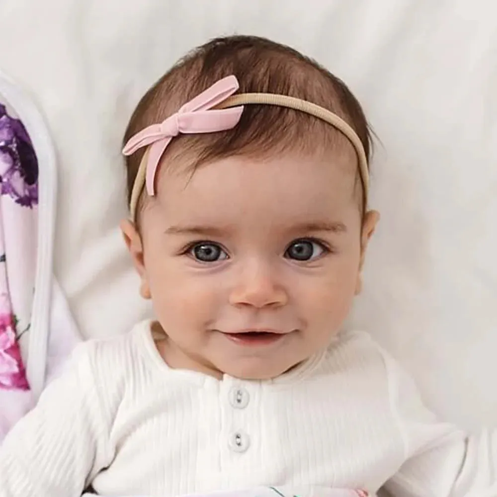 Snuggle Hunny Velvet Bow Stretchy Headband - Rose Pink