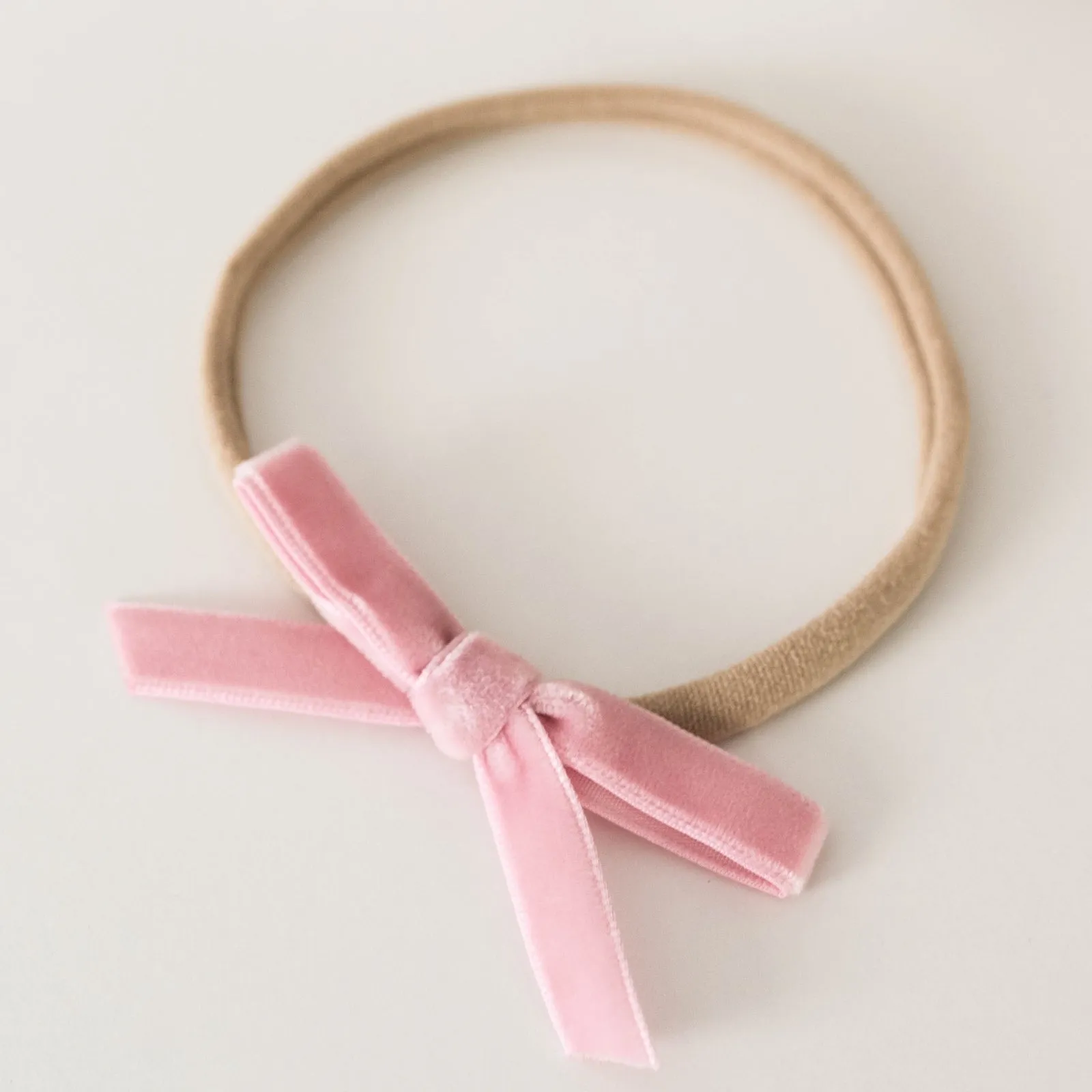 Snuggle Hunny Velvet Bow Stretchy Headband - Rose Pink
