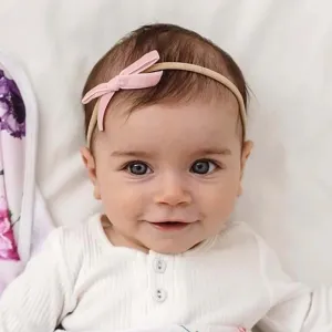 Snuggle Hunny Velvet Bow Stretchy Headband - Rose Pink