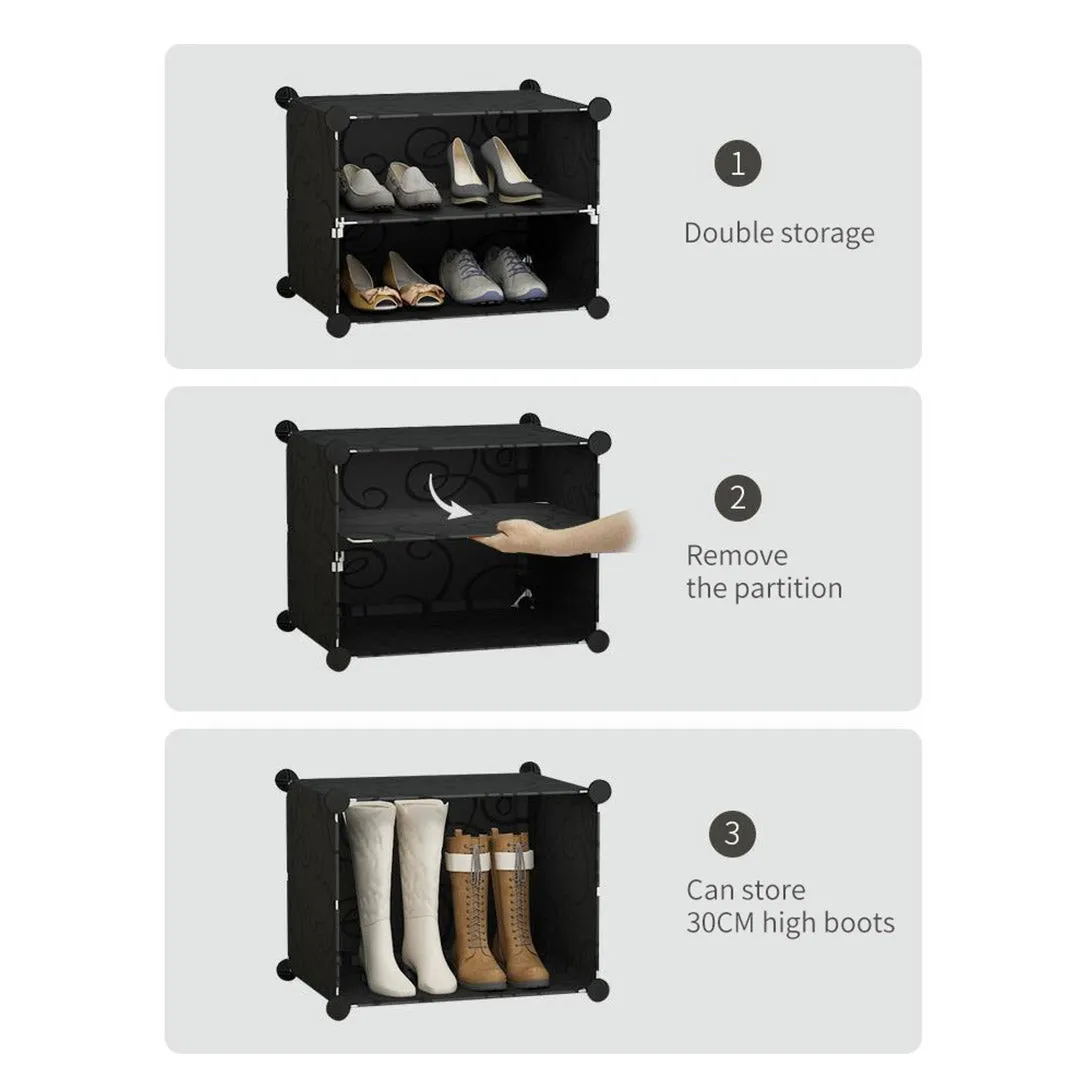 SOGA 6 Tier 3 Column Shoe Rack Organizer Sneaker Footwear Storage Stackable Stand Cabinet Portable Wardrobe with Cove