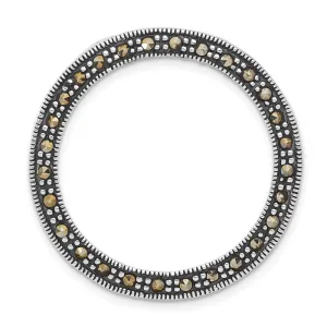 Sterling Silver Antiqued Marcasite Circle Slide