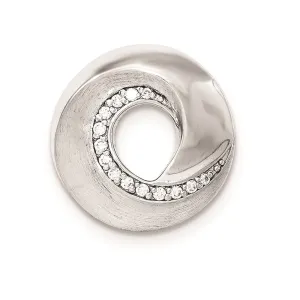 Sterling Silver Brushed CZ Slide Pendant