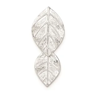 Sterling Silver Double Leaf Textured Chain Slide Pendant