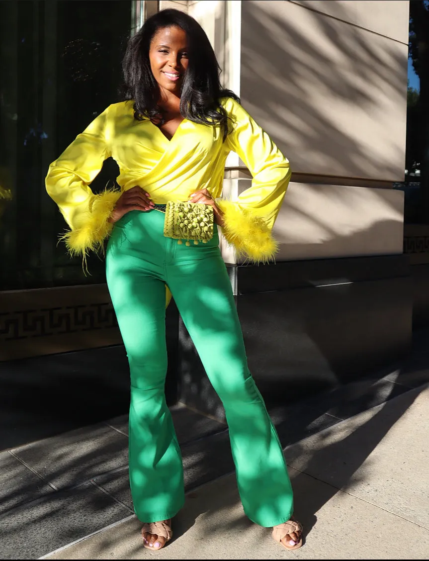 Super-Stretchy Flares KELLY GREEN