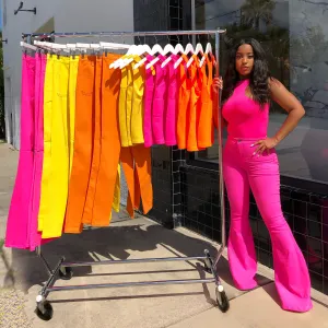 Super-Stretchy Flares (NEON PINK)