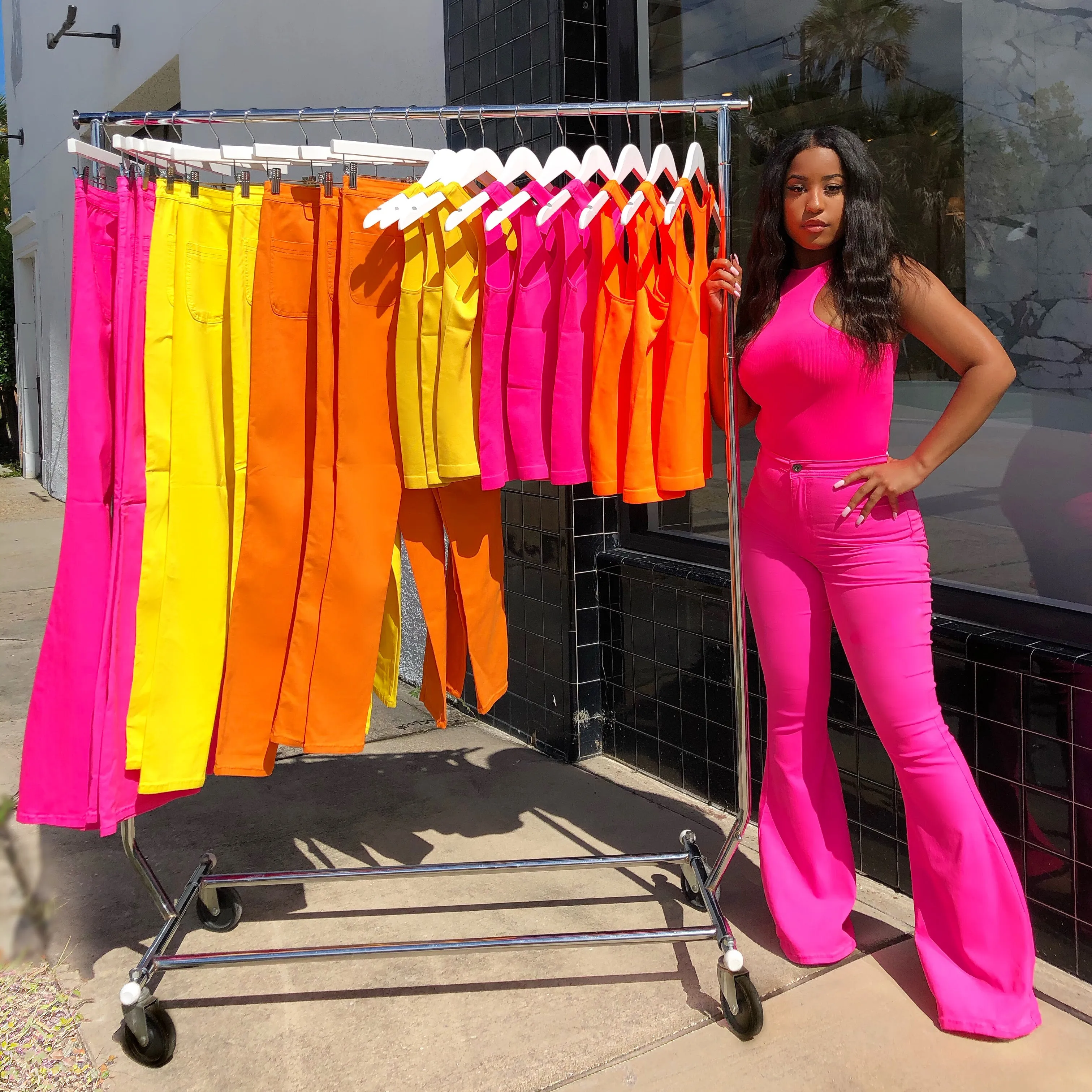 Super-Stretchy Flares (NEON PINK)
