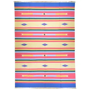 Tribal Handmade Southwestern Style Cotton Rug (Size 8.8 X 12.1) Cwral-6873