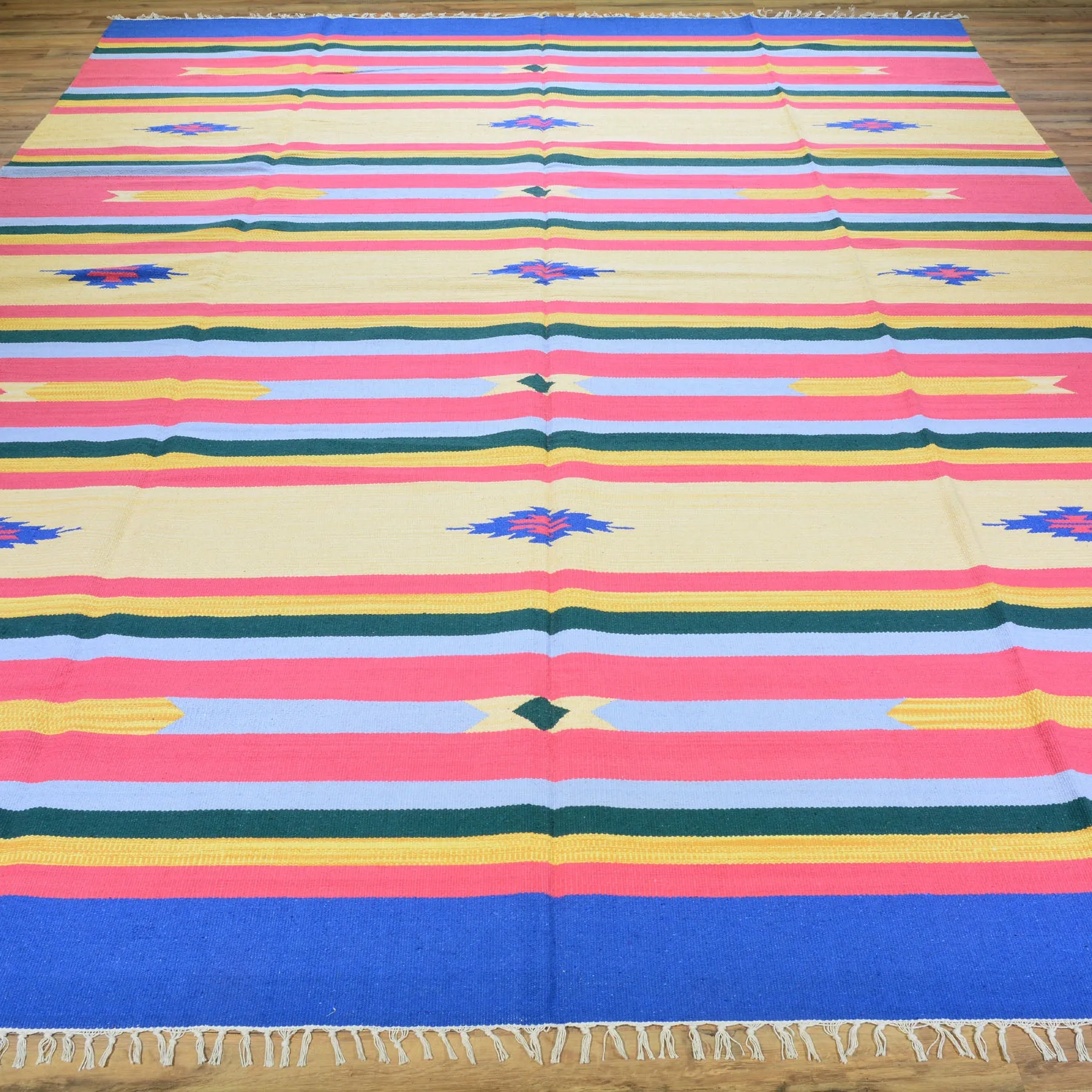 Tribal Handmade Southwestern Style Cotton Rug (Size 8.8 X 12.1) Cwral-6873