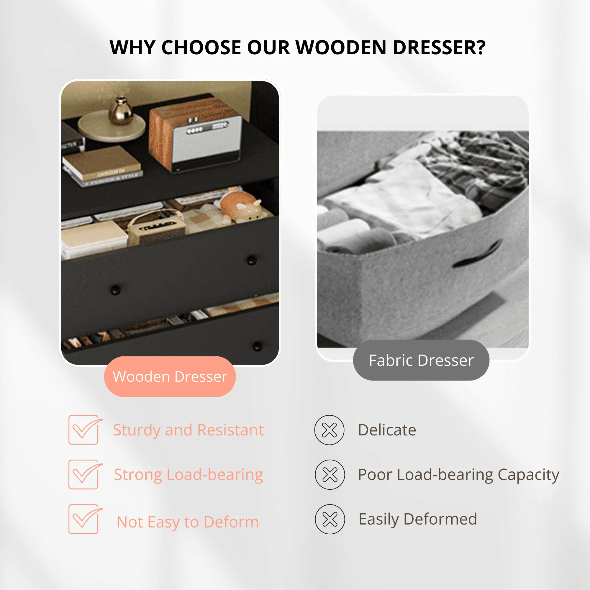 TrumanPick Black Dresser for Bedroom with 5 Drawers 47" Tall Chest of Drawers Wooden Dressers for Closet Living Room - open_box