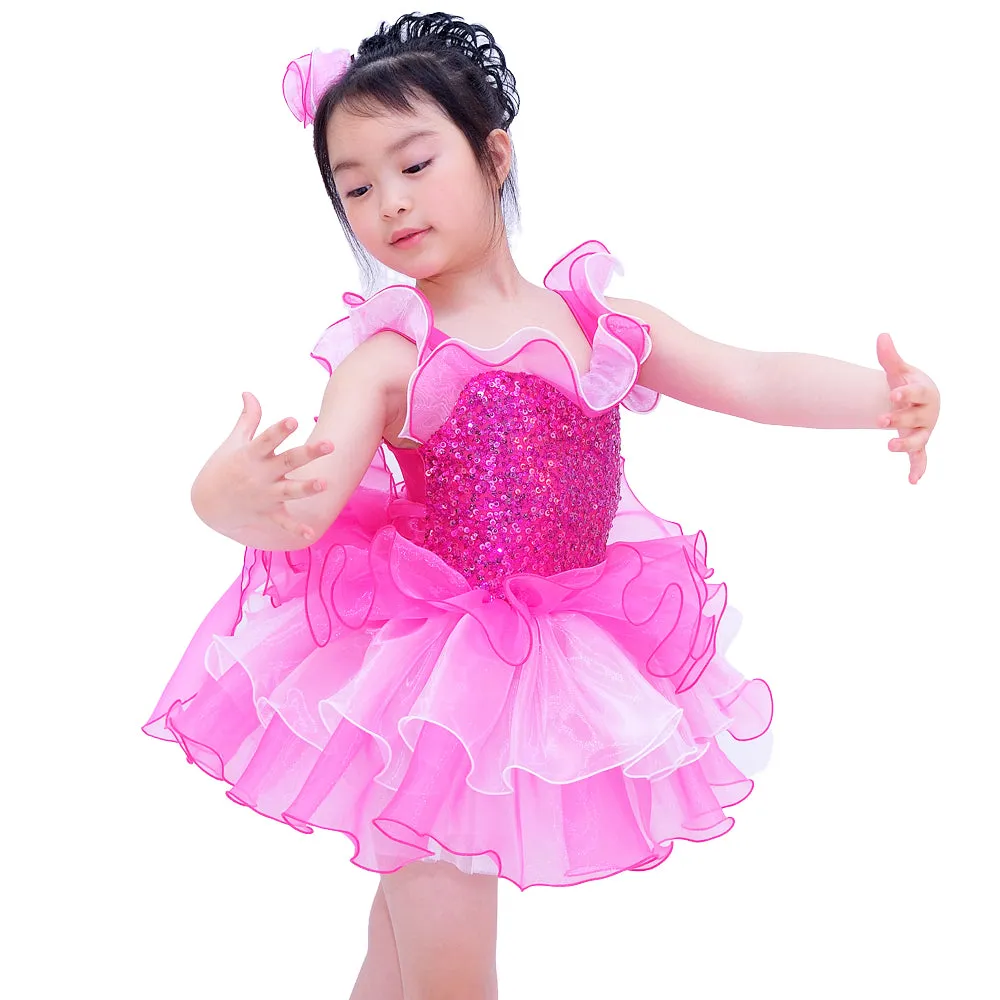 Two-Tones Ruffles Hem Tires Tutu Dresses