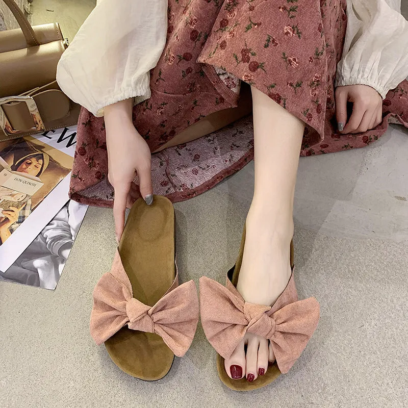 Vaila™ | Luxurious Suede Slippers with Bow Beige