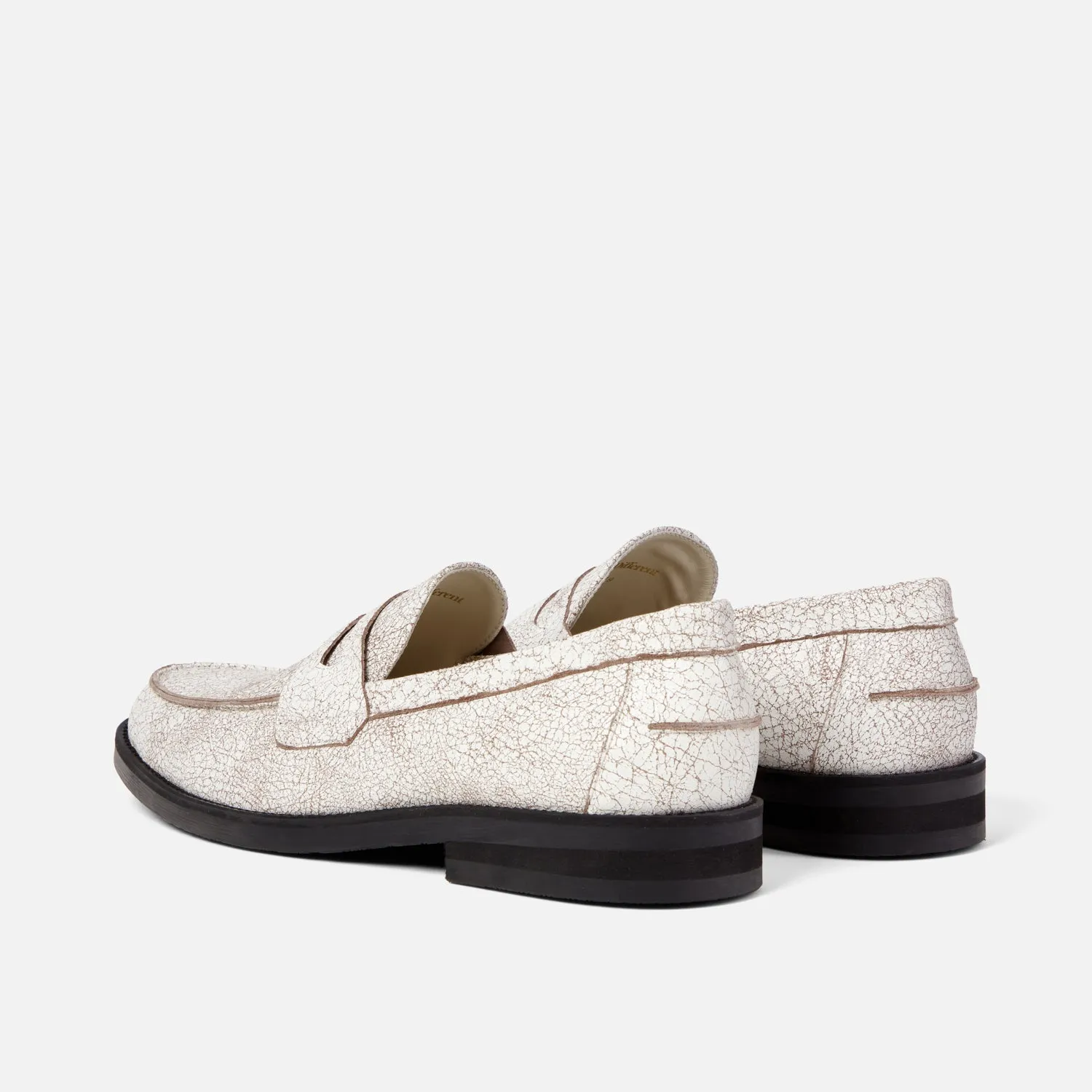 Wilde White Cracked Penny Loafer - Men's