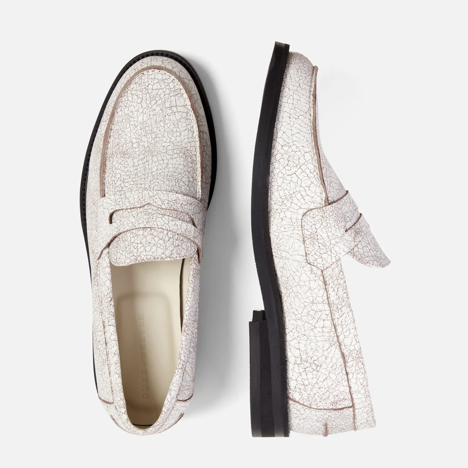 Wilde White Cracked Penny Loafer - Men's