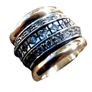 Womens spinner rings, Sterling Silver and gold ring for women