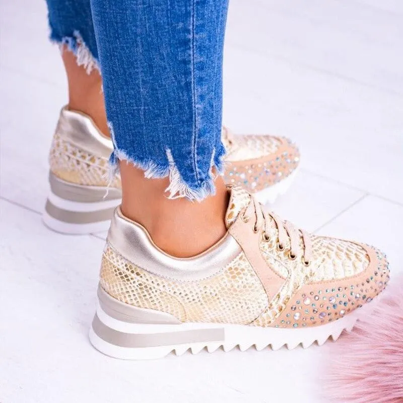 Women's Trendy Lace Up Sneakers with Beads Design | Perfect for Everyday Wear