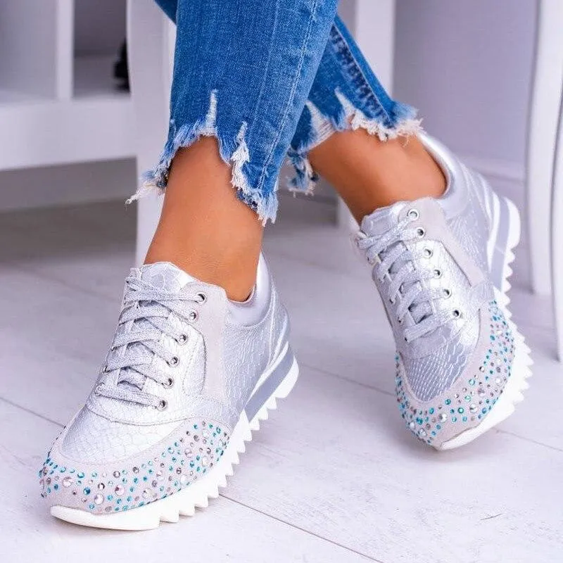 Women's Trendy Lace Up Sneakers with Beads Design | Perfect for Everyday Wear