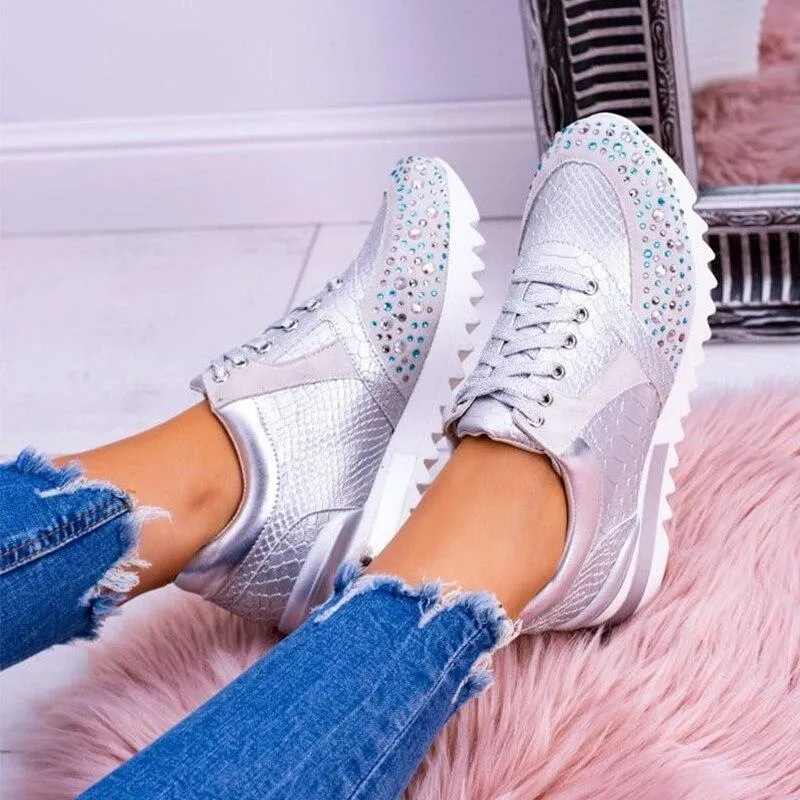 Women's Trendy Lace Up Sneakers with Beads Design | Perfect for Everyday Wear