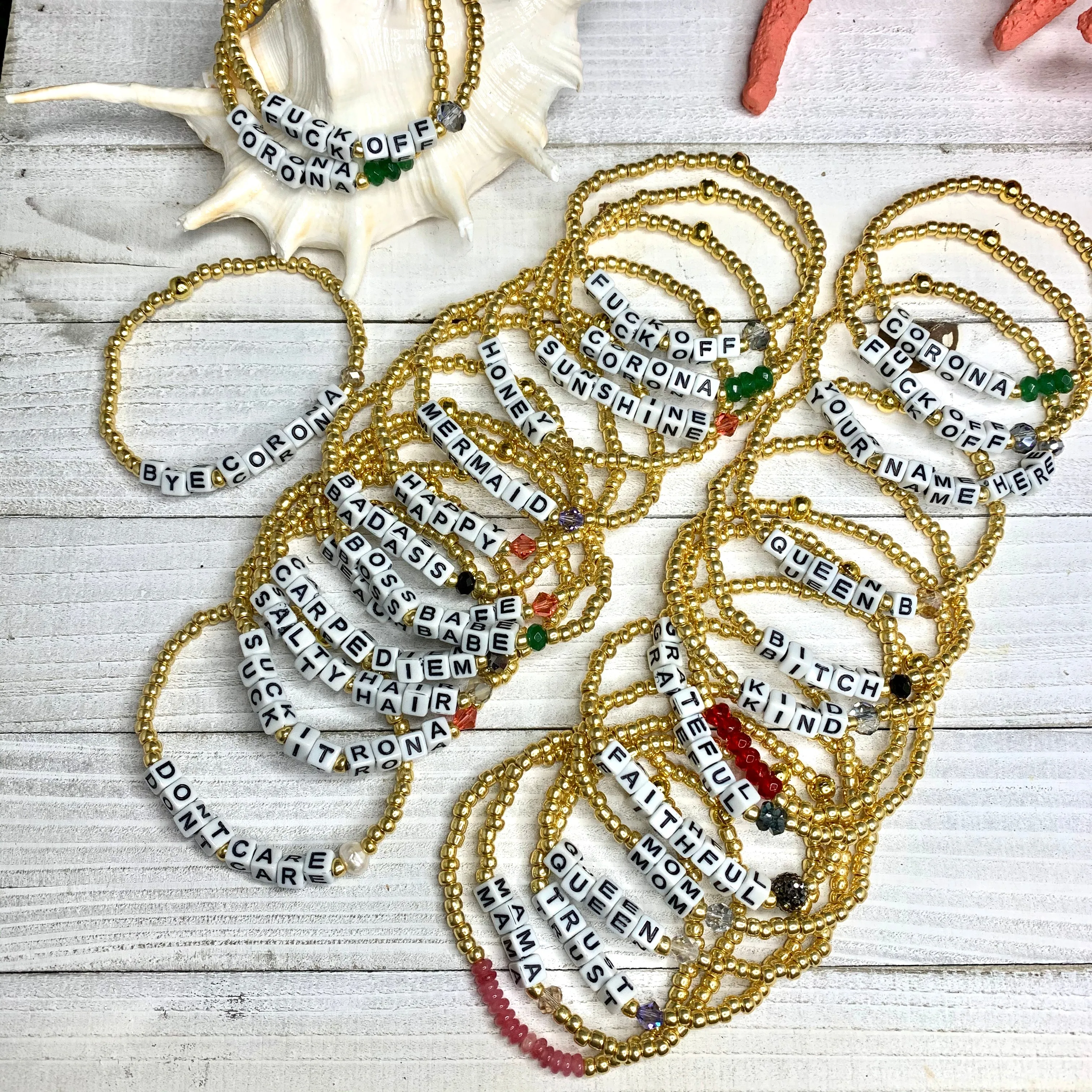 Words Stretchy Bracelets 430-01 | Erika Williner Designs