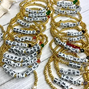 Words Stretchy Bracelets 430-01 | Erika Williner Designs