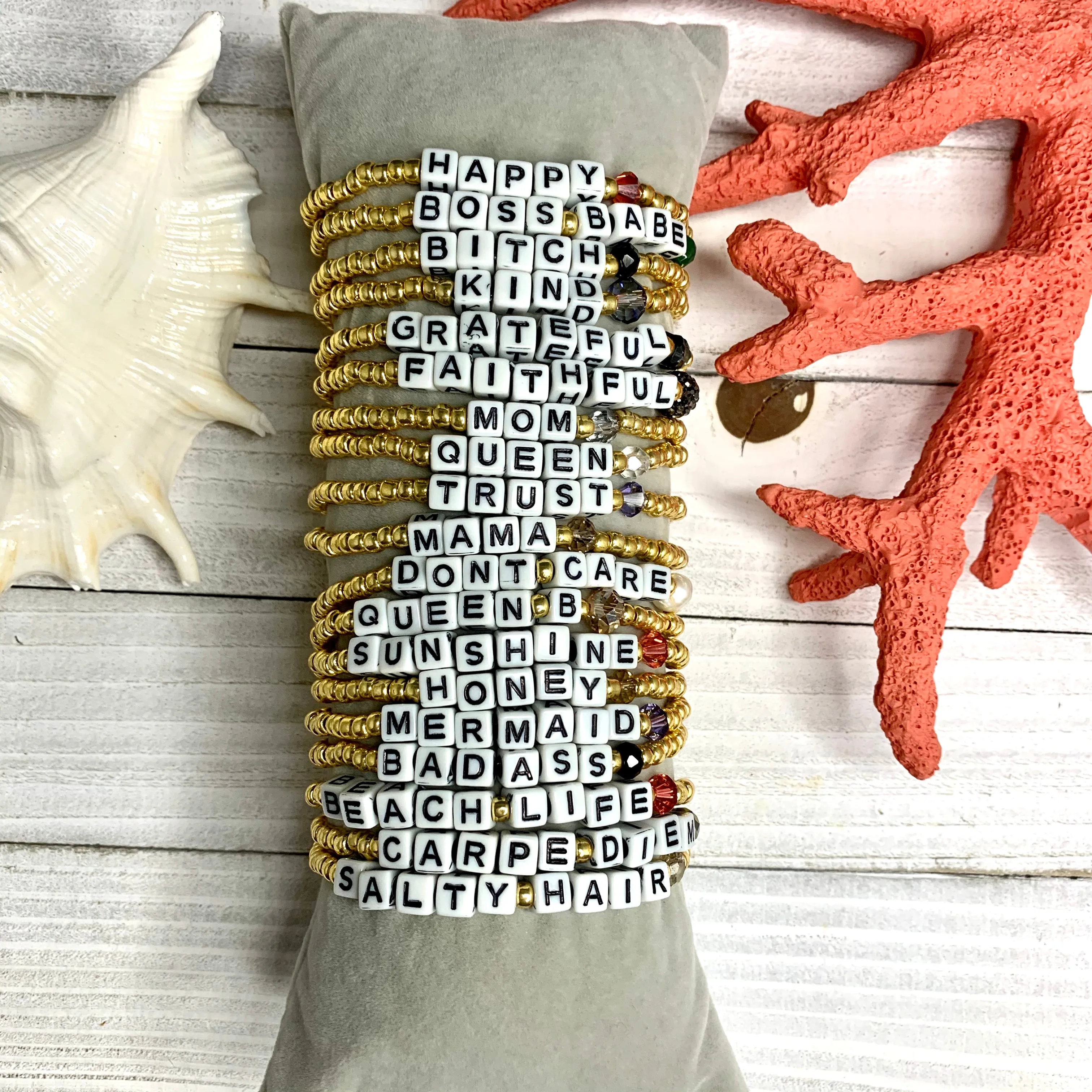 Words Stretchy Bracelets 430-01 | Erika Williner Designs